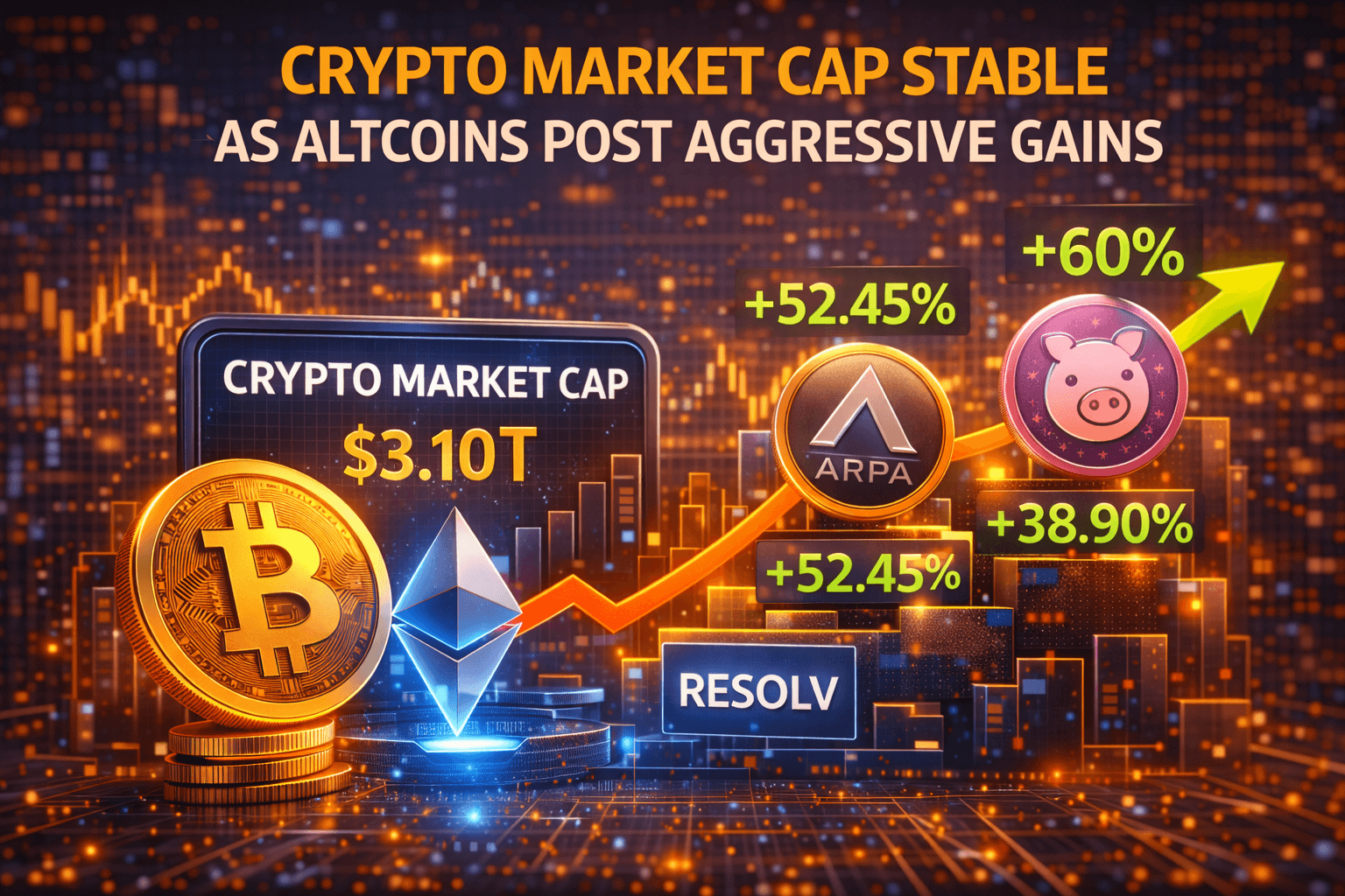 Kapitalisasi Pasar Kripto Tetap Stabil, Sementara Sejumlah Altcoin Cetak Kenaikan Agresif Hari Ini