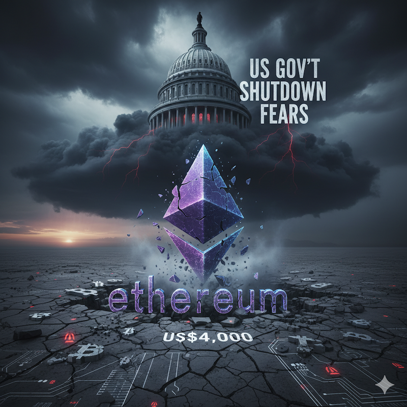 Ethereum Jatuh ke US$4.000, Bitcoin & Altcoin Tertekan oleh Kekhawatiran Shutdown Pemerintah AS